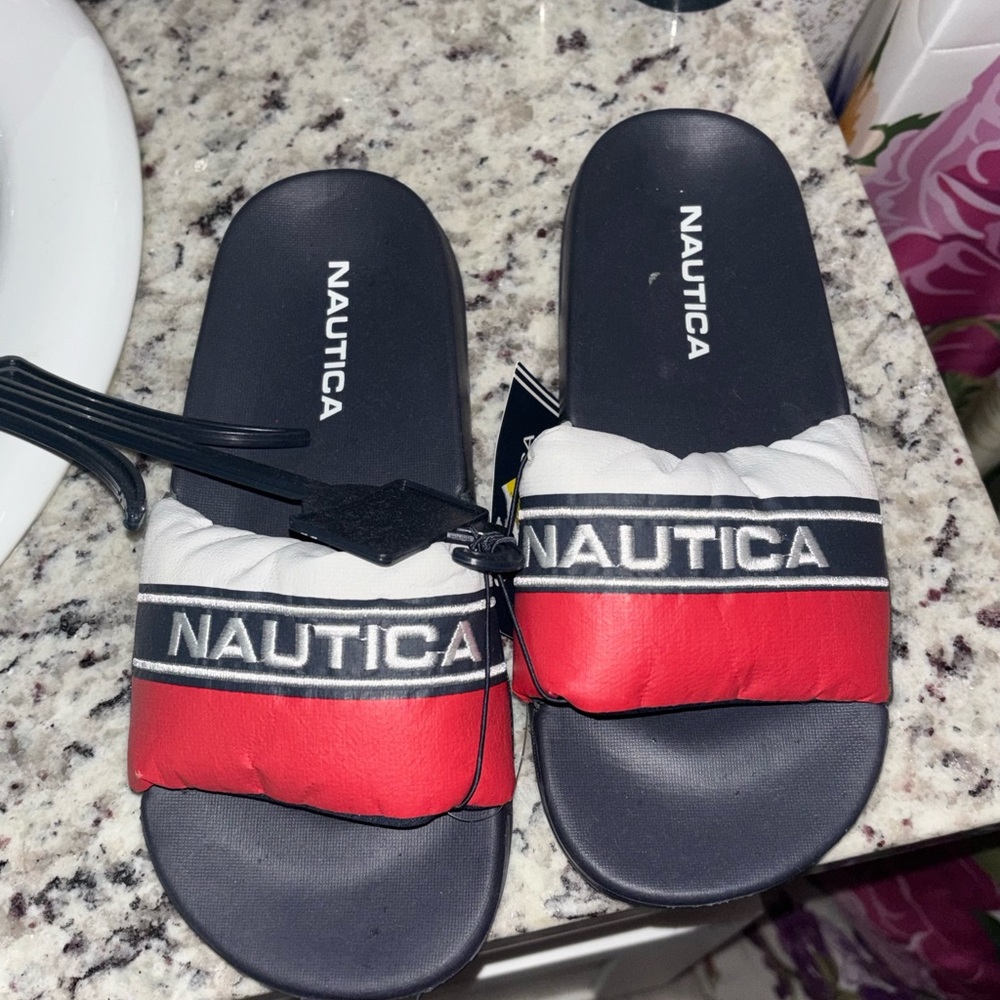 Nautica Navy and Red Slide Sandals - Picture 2 of 4